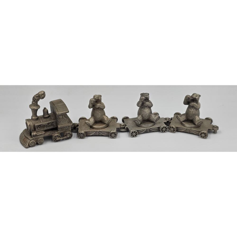 Coca-Cola Miniature Pewter Train Set of 4 Engine Polar Bears
